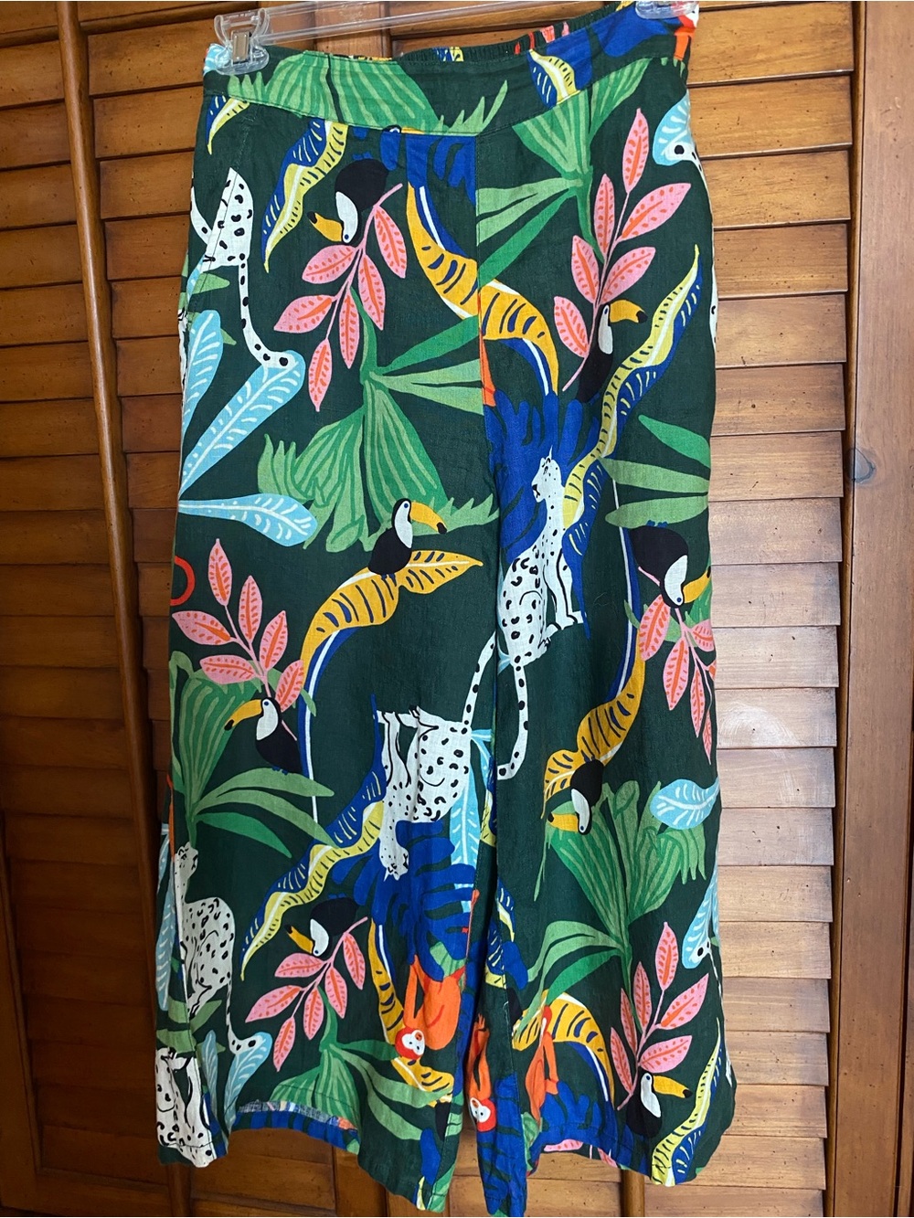 Christian Siriano Green and Yellow Printed Linen Skirt